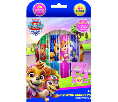 Fixy foukací 6ks se šablonami pro holky Tlapková patrola/Paw patrol v krabičce 12x19cm