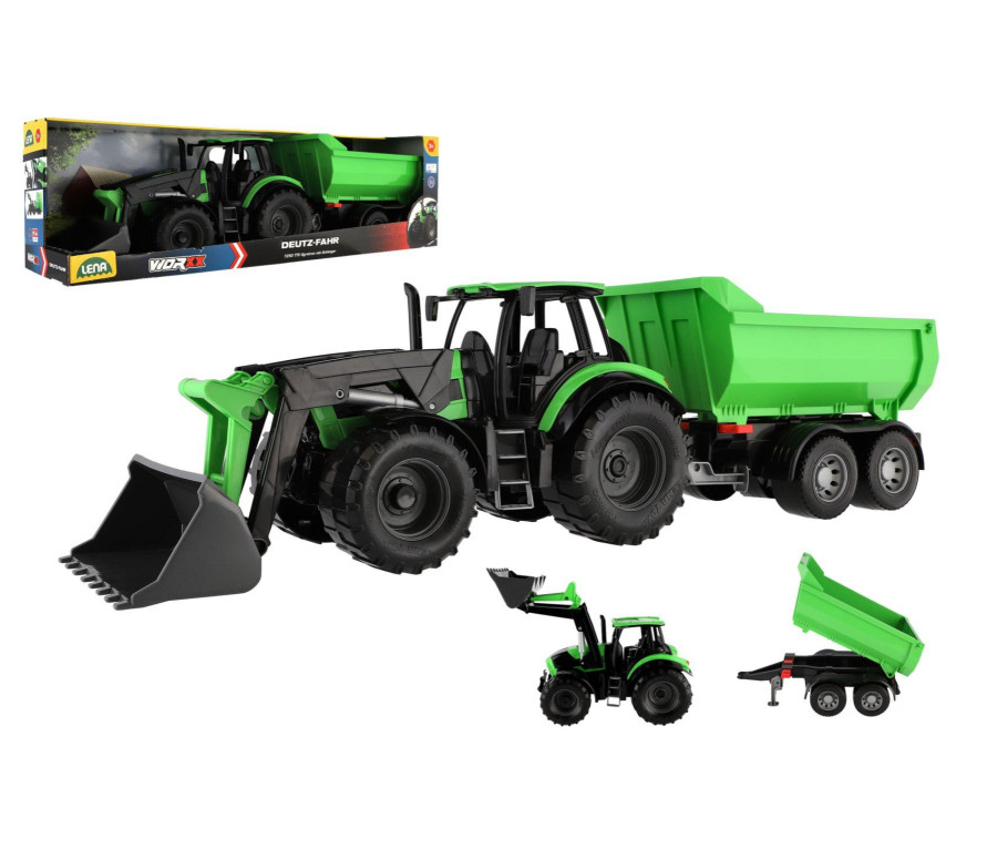 Auto Traktor Deutz-Fahr s přívěsem Worxx plast 75cm 1:15 v krabici 76x22x19cm