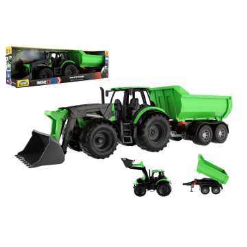 Auto Traktor Deutz-Fahr s přívěsem Worxx plast 75cm 1:15 v krabici 76x22x19cm