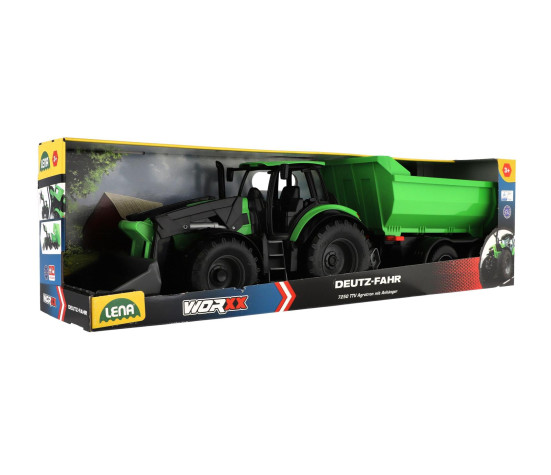 Auto Traktor Deutz-Fahr s přívěsem Worxx plast 75cm 1:15 v krabici 76x22x19cm