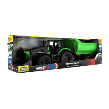 Auto Traktor Deutz-Fahr s přívěsem Worxx plast 75cm 1:15 v krabici 76x22x19cm