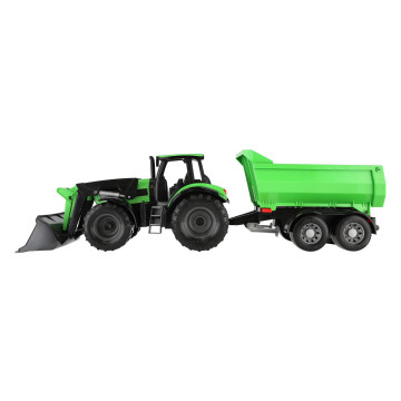 Auto Traktor Deutz-Fahr s přívěsem Worxx plast 75cm 1:15 v krabici 76x22x19cm