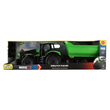 Auto Traktor Deutz-Fahr s přívěsem Worxx plast 75cm 1:15 v krabici 76x22x19cm