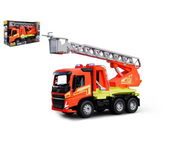 Auto hasiči s žebříkem Volvo Worxx plast 48cm 1:15 v krabici 50x30x20cm