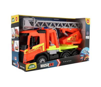 Auto hasiči s žebříkem Volvo Worxx plast 48cm 1:15 v krabici 50x30x20cm