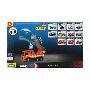 Auto hasiči s žebříkem Volvo Worxx plast 48cm 1:15 v krabici 50x30x20cm