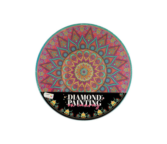 Kreativní sada diamantové malování mandala - květina zelená na kulatém plátně 30cm