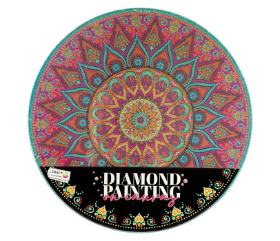 Kreativní sada diamantové malování mandala - květina zelená na kulatém plátně 30cm