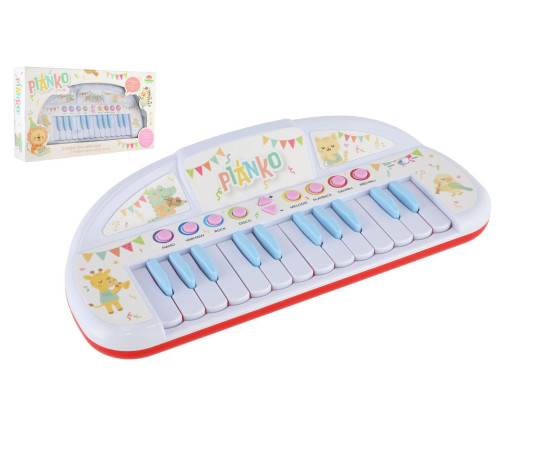 Piánko zvířátka plast 35cm pro nejmenší na baterie se zvukem v krabici 43x24x9cm