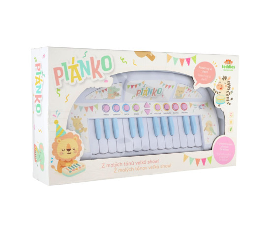 Piánko zvířátka plast 35cm pro nejmenší na baterie se zvukem v krabici 43x24x9cm