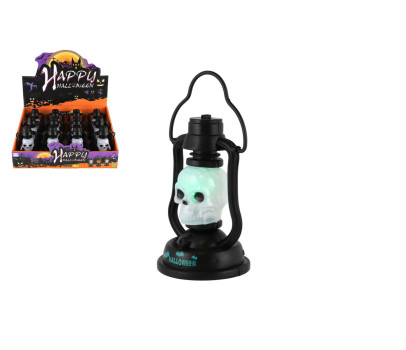 Mini lampička/svítilna strašidelná Halloween plast 7x12cm na baterie se světle, zvukem 12ks v boxu