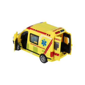 Auto záchranáři, ambulance plast 14,5cm na baterie se světlem, zvukem na setrvačník 8ks box