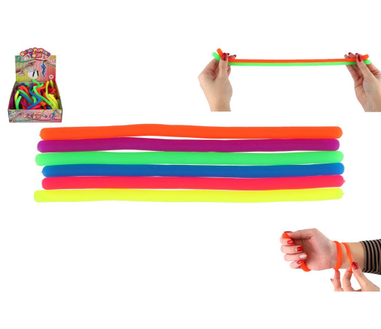 Hračka antistresová natahovací silikon 27cm 6 druhů 60ks v boxu