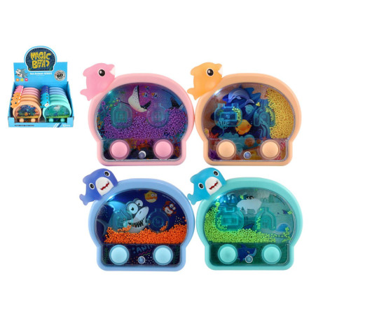 Vodní hra hlavolam svítící mořské zvířátko plast 13x12cm na baterie 4 barvy 12ks v boxu