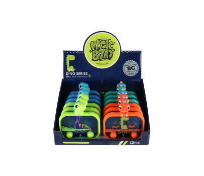 Vodní hra hlavolam svítící dinosaurus plast 13x14cm na baterie 4 druhy 12ks v boxu