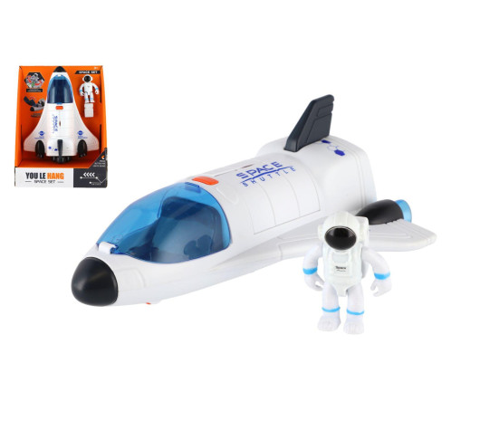 Raketoplán s astronautem plast 20cm na baterie se světlem, zvukem v krabici 18,5x25cm