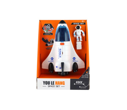 Raketoplán s astronautem plast 20cm na baterie se světlem, zvukem v krabici 18,5x25cm
