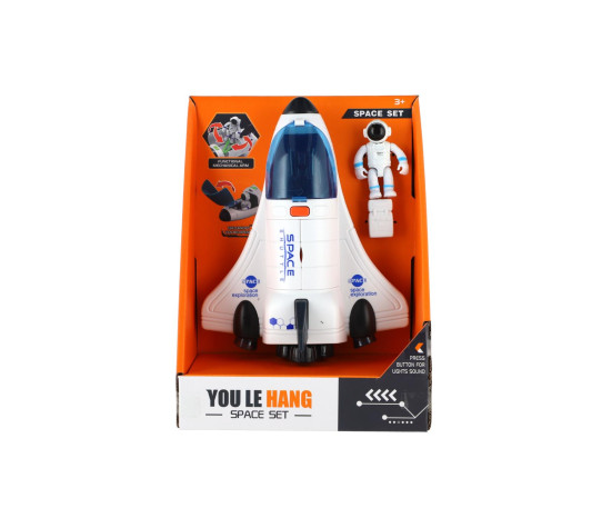 Raketoplán s astronautem plast 20cm na baterie se světlem, zvukem v krabici 18,5x25cm