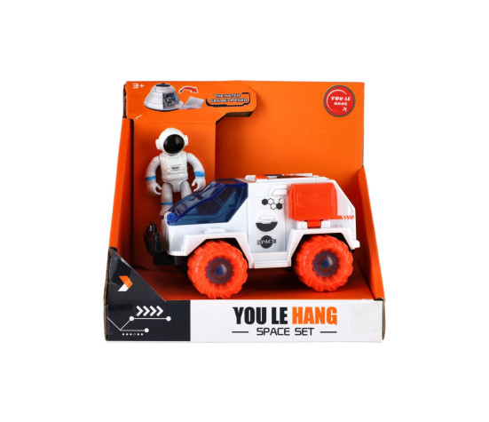 Auto vesmírné s astronautem plast 9x13cm na setrvačník v krabici