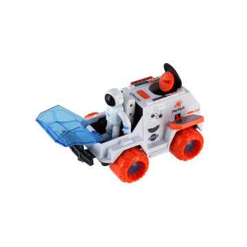 Auto vesmírné s astronautem plast 9x13cm na setrvačník v krabici