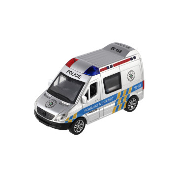 Auto policie plast 15cm na baterie se zvukem se světlem na setrvačník 8ks v boxu
