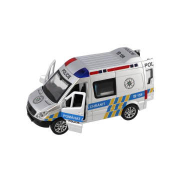 Auto policie plast 15cm na baterie se zvukem se světlem na setrvačník 8ks v boxu
