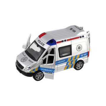 Auto policie plast 15cm na baterie se zvukem se světlem na setrvačník 8ks v boxu