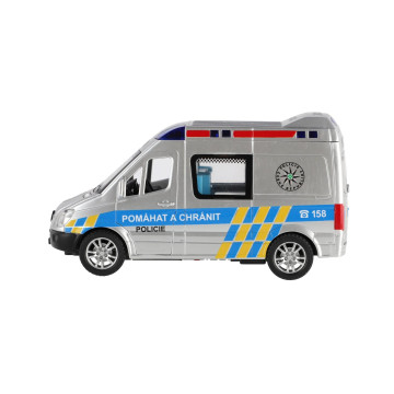 Auto policie plast 15cm na baterie se zvukem se světlem na setrvačník 8ks v boxu
