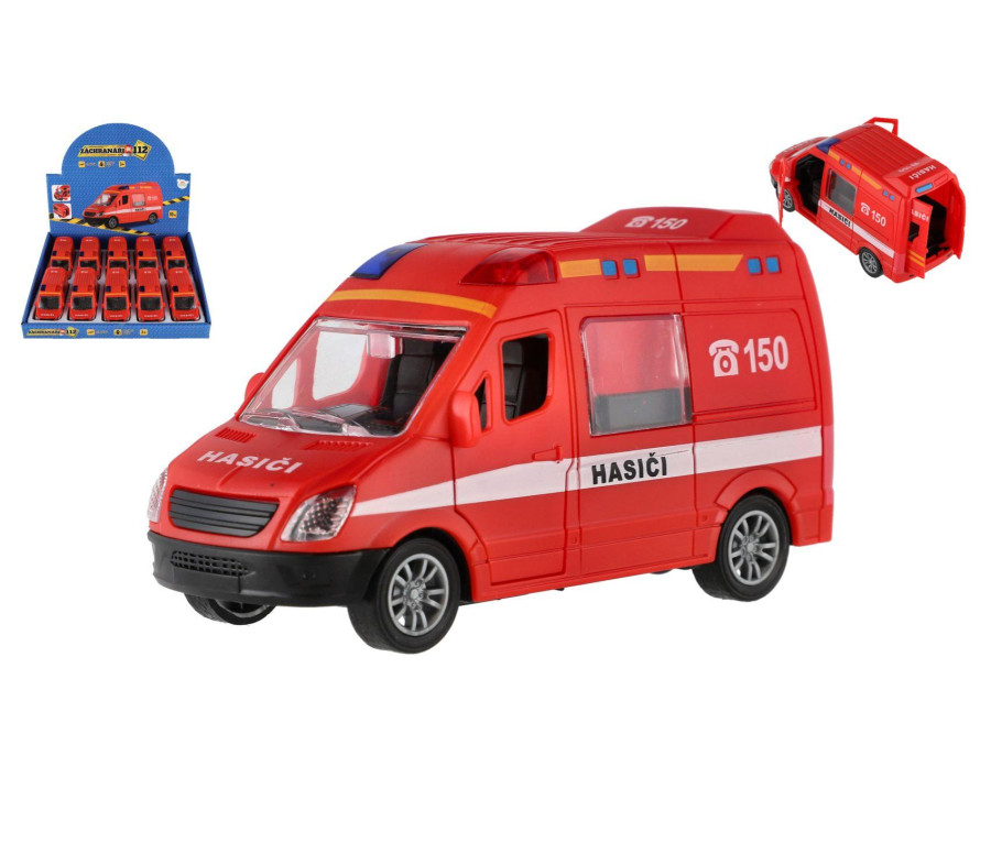 Auto hasiči plast 12cm na setrvačník 10ks v boxu