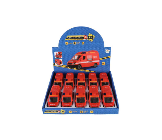 Auto hasiči plast 12cm na setrvačník 10ks v boxu