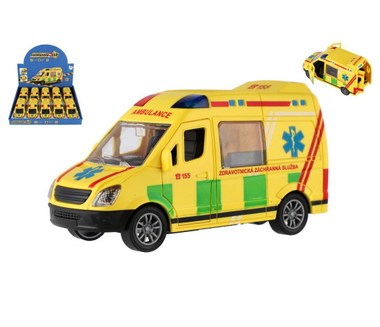 Auto ambulance plast 12cm na setrvačník 10ks v boxu