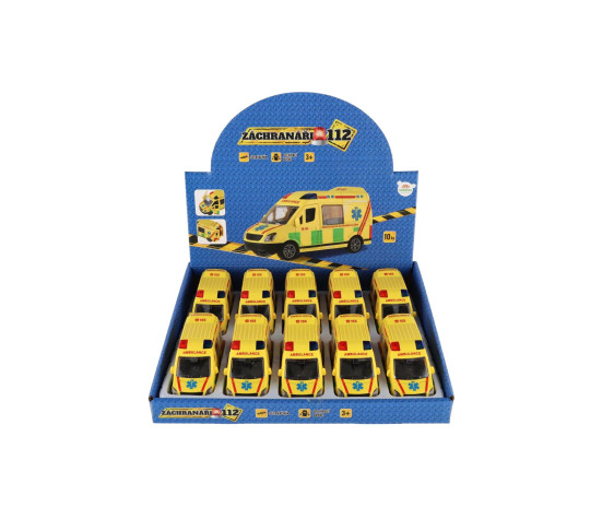 Auto ambulance plast 12cm na setrvačník 10ks v boxu
