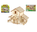 Dřevěné 3D puzzle/stavebnice domeček 4 druhy ve fólii 22,5x15cm 12ks v boxu