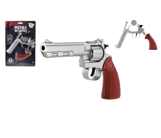 Revolver/Pistole na kapsle 8 ran kov 22cm na kartě