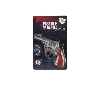 Revolver/Pistole na kapsle 8 ran kov 18cm na kartě