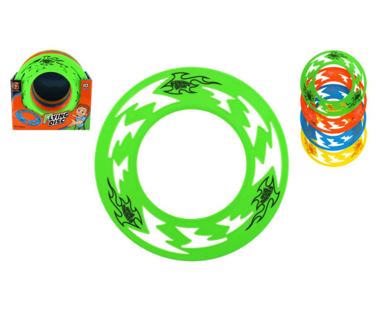 Létající talíř/prstenec plast průměr 25cm 4 barvy 48ks v boxu