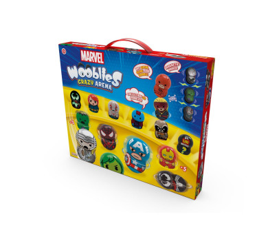 Wooblies bojová aréna s 2 turbo vystřelovači kov/plast magnetické postavičky v krabici 42x35x9,5cm