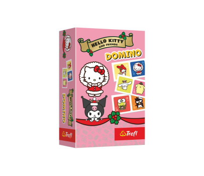 Domino papírové Hello Kitty 28 kartiček společenská hra v krabici 10x15x4cm