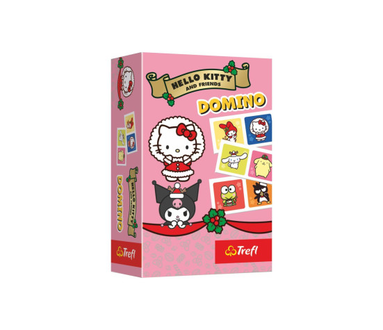 Domino papírové Hello Kitty 28 kartiček společenská hra v krabici 10x15x4cm
