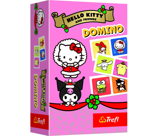 Domino papírové Hello Kitty 28 kartiček společenská hra v krabici 10x15x4cm