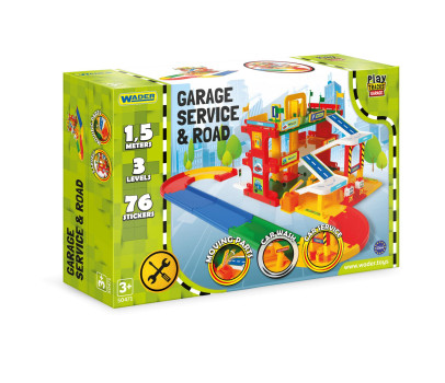 Garáž servis 3 patra + dráha 1,5m plast v krabici 59x40x15cm Wader