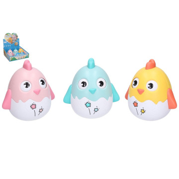 Roly Poly kuře plast 12cm se zvukem 3 barvy 9ks v boxu