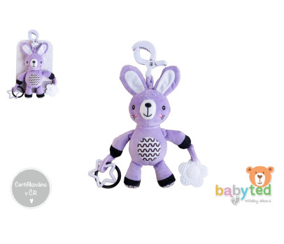 Zajíček/Zajíc babyted chrastítko plyš 30cm závěs na postýlku/kočárek na kartě v sáčku 0m+