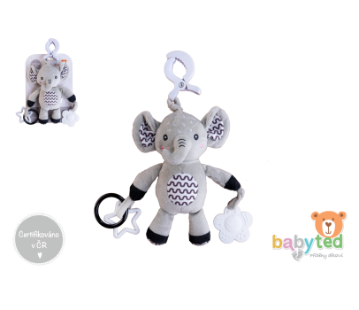 Slon babyted chrastítko plyš 30cm závěs na postýlku/kočárek na kartě v sáčku 0m+