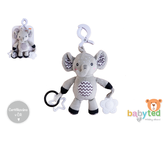 Slon babyted chrastítko plyš 30cm závěs na postýlku/kočárek na kartě v sáčku 0m+