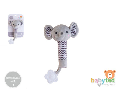 Slon babyted pískátko/kousátko plyš 25cm na kartě v sáčku 0m+