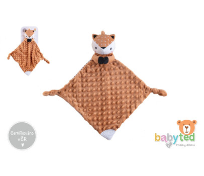 Srneček usínáček babyted, kousátko, chrastítko plyš 25x25cm na kartě v sáčku 0m+