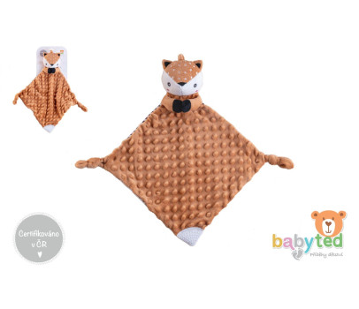Srneček usínáček babyted, kousátko, chrastítko plyš 25x25cm na kartě v sáčku 0m+