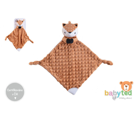 Srneček usínáček babyted, kousátko, chrastítko plyš 25x25cm na kartě v sáčku 0m+