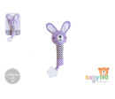 Zajíček babyted pískátko/kousátko plyš 25cm fialový na kartě v sáčku 0m+